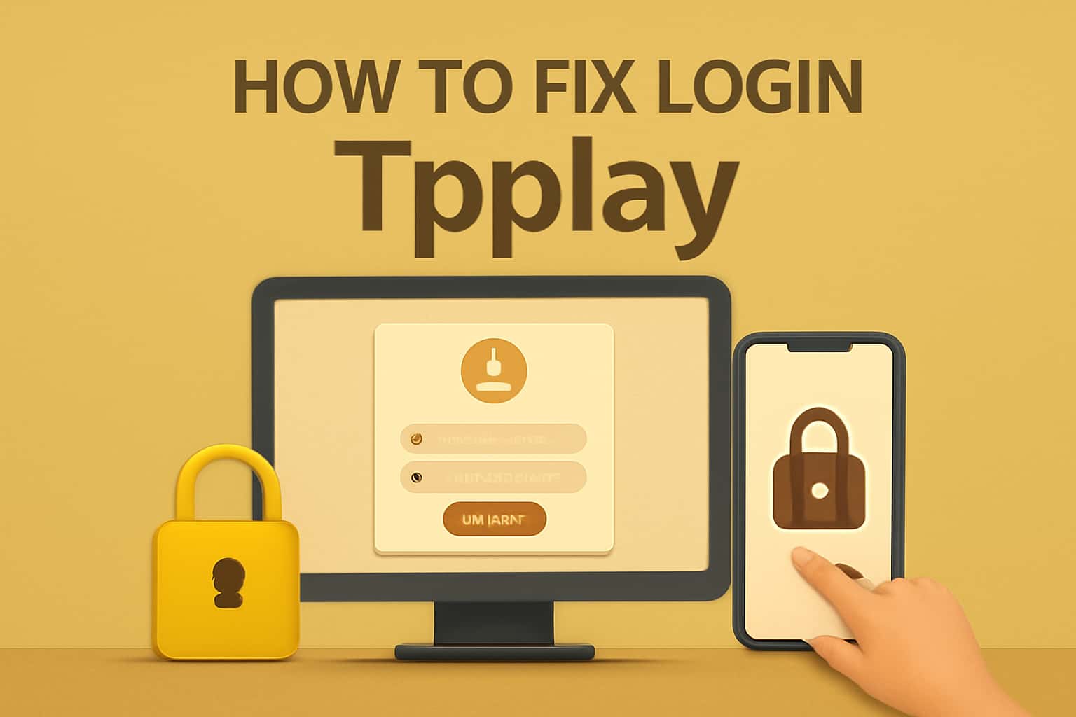 An informational image illustrating the process of fixing login issues on Tpplay.